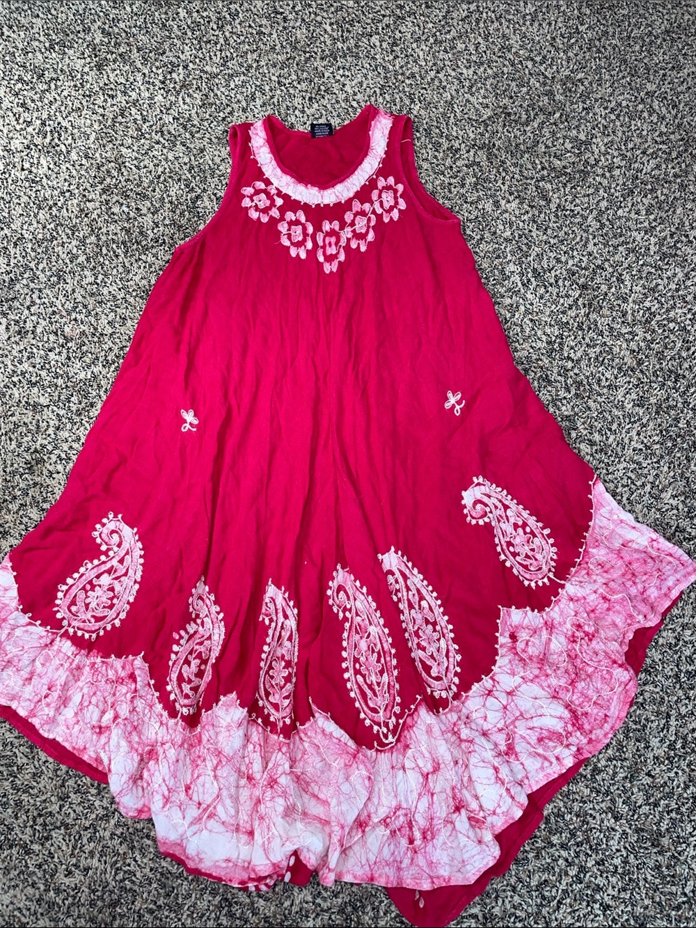 Vintage Hippie Bohemian Midi Embroidered Flowy Dress Plus Size EUC